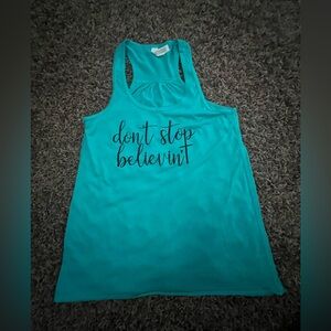 Bella Canvas Small Teal Sleeveless Tank Top with white print design